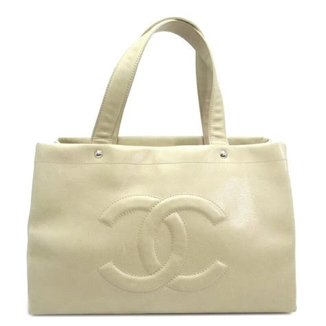 CHANEL Coco Mark Tote Bag Women's A50995 Caviar Skin Beige